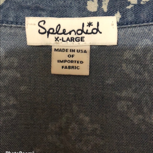 Splendid Chambray Floral Top Size XL - Picture 2 of 4